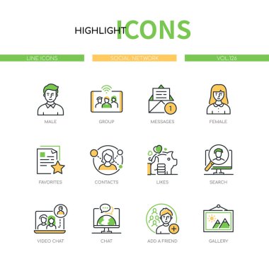 Sosyal ağ - satır tasarım biçimi simgeleri belirlendi