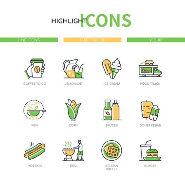 Sokak yemekleri - çizgi tasarım simgeleri belirlendi