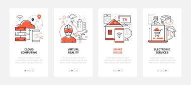 Modern teknolojiler - line tasarım tarzı web pankartları