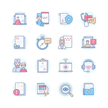 Dijital Sağlık - çizgi tasarım simgeleri belirlendi