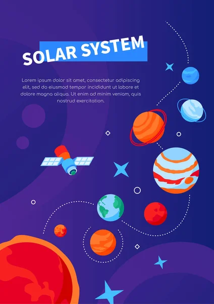 Sistema solar - banner de web isométrico colorido moderno — Vetor de Stock