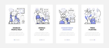 Hayırseverlik ve gönüllülük - line tasarım biçimi web pankartları