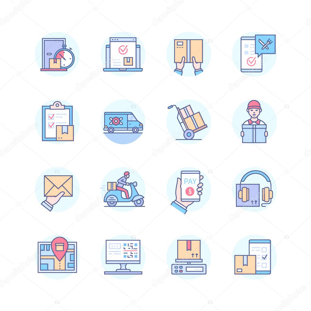 Delivery services - line design style icons set