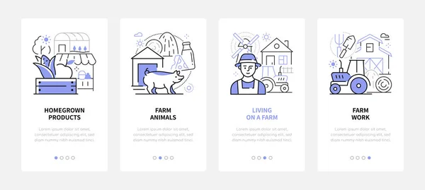 농업 - 현대적 인 라인 디자인 방식의 웹 플래카드 — 스톡 벡터