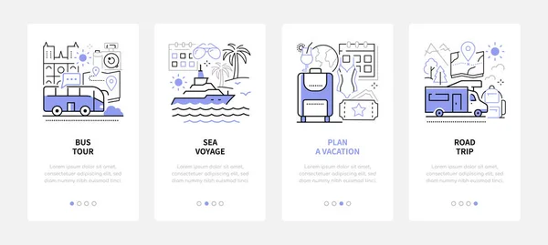 Seyahat ve turizm - modern çizgi tasarım tarzı web pankartları — Stok Vektör