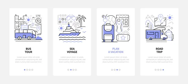 Viagens e turismo - banners modernos de design de linha estilo web —  Vetores de Stock