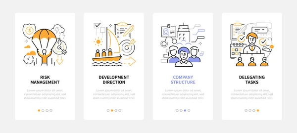 Affaires et gestion - bannières Web de style design de ligne moderne — Image vectorielle