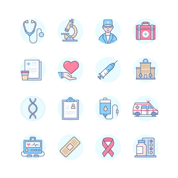 Medizin und Gesundheitswesen - Linie Design Stil Icons Set — Stockvektor