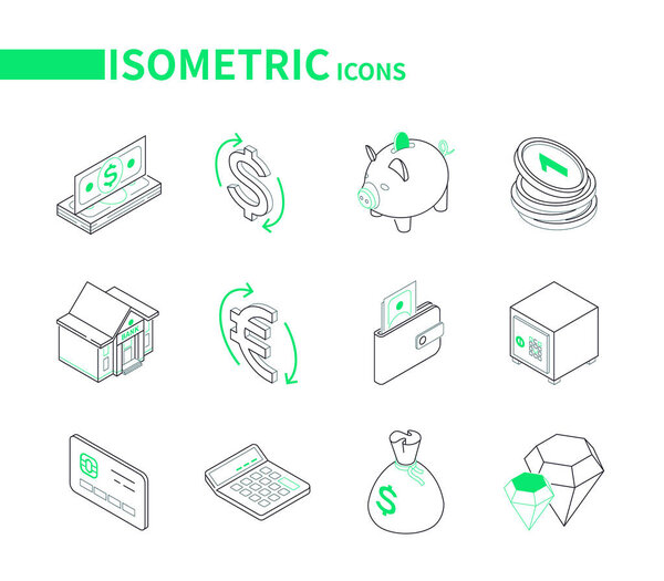 Business and finance - modern line isometric icons