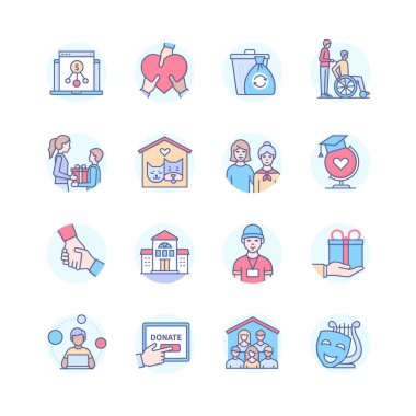 Charity - modern line design style icons set clipart