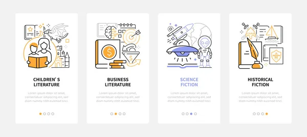 Genres littéraires - bannières web style line design — Image vectorielle