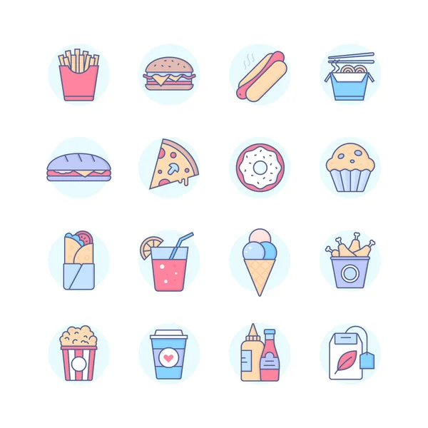 Fast food - modern line design style icons set — Stock Vector