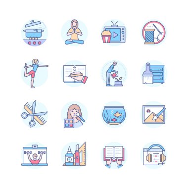 Evde yapılacak hobiler - modern satır tasarım biçimi simgeleri