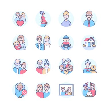 Aile hayatı - modern çizgi tasarım simgeleri