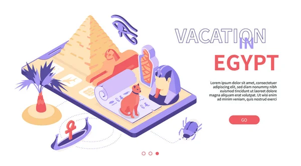 Διακοπές στην Αίγυπτο - μοντέρνα πολύχρωμα ισομετρική web banner — Διανυσματικό Αρχείο