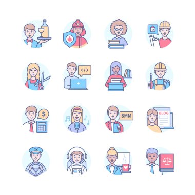 Meslekler - modern renkli çizgi tasarım simgeleri