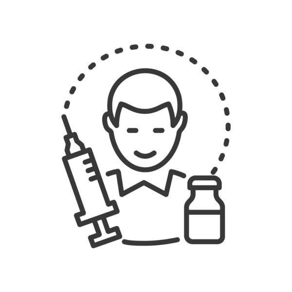 Vaccination des adultes - conception de ligne vectorielle icône isolée unique — Image vectorielle