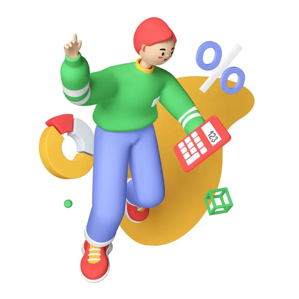 Making calculations - colorful 3D style illustration