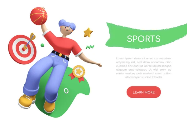 Sports faculty student - colorful 3D style banner with place for your text — Stock Photo, Image