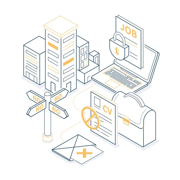 Nekat jobb - gul och svart isometrisk linje illustration — Stock vektor
