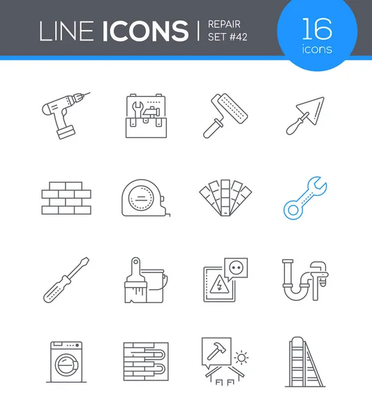 Usługi naprawy - zestaw ikon stylu projektowania linii — Wektor stockowy