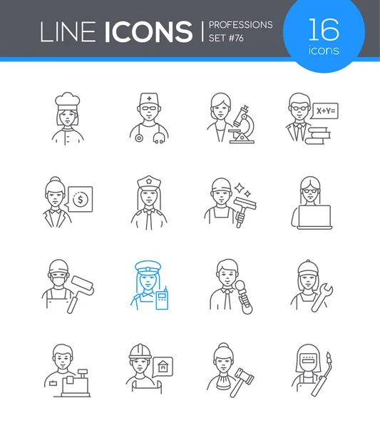 Profesiones - conjunto de iconos de diseño de línea moderna — Vector de stock