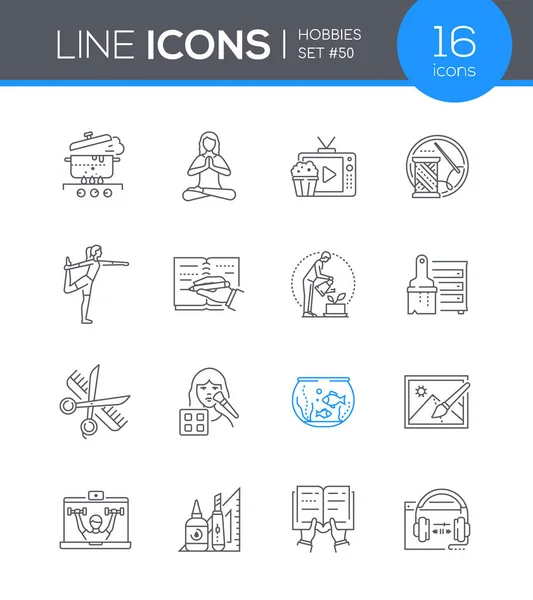 Hobbies - conjunto de iconos de diseño de línea moderna — Vector de stock