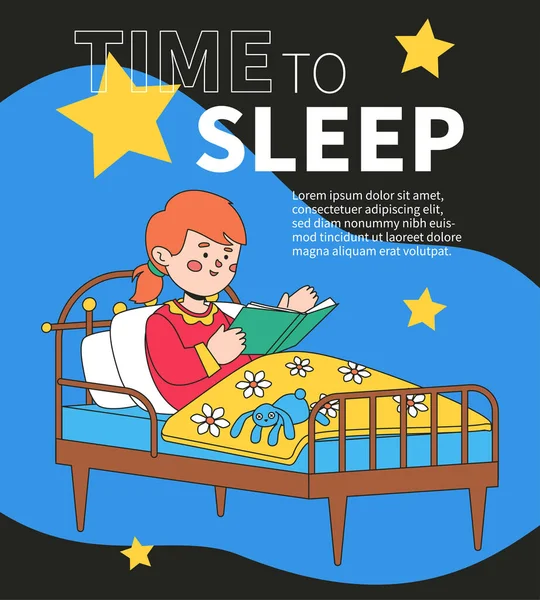 Temps de dormir - affiche colorée de style design plat — Image vectorielle