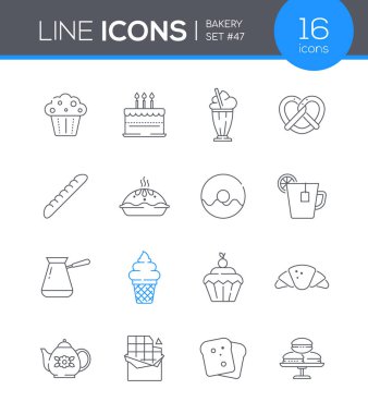 Fırın - modern satır tasarım simgesi seti