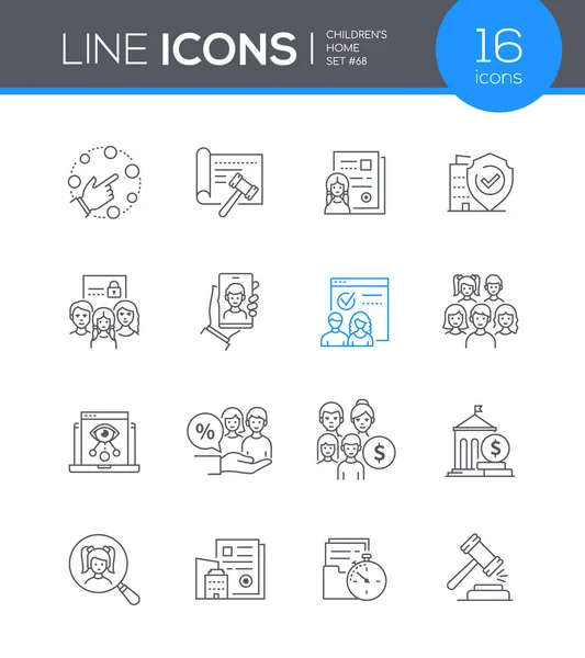 Hogar para niños - conjunto de iconos de diseño de línea moderna — Vector de stock