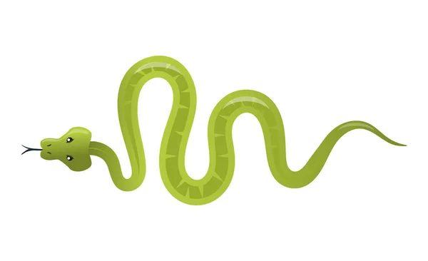 Serpent vert - créatif, objet de style dessin animé moderne — Image vectorielle