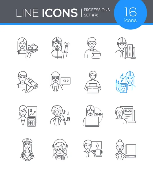 Profesiones - conjunto de iconos de diseño de línea moderna — Vector de stock