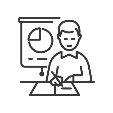 Matematik dersi öğrencisi - vektör çizgisi tasarımı tek izole simge