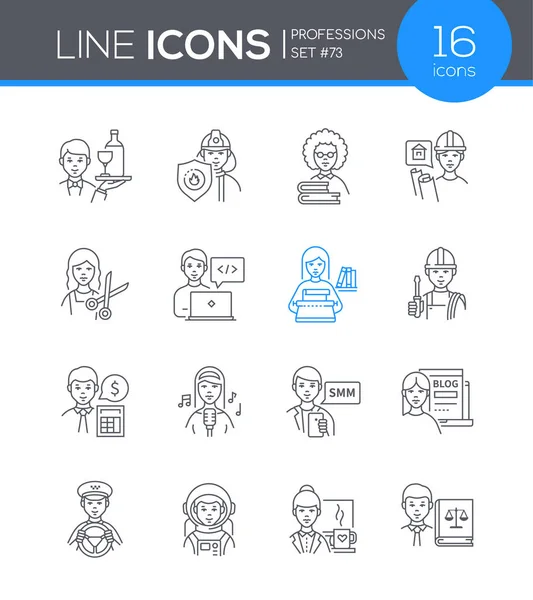 Profesiones - conjunto de iconos de diseño de línea moderna — Vector de stock