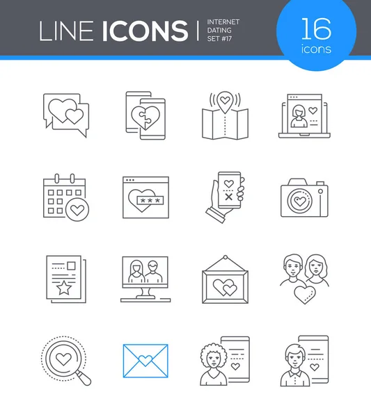 Internet citas - conjunto de iconos de estilo de diseño de línea moderna — Vector de stock