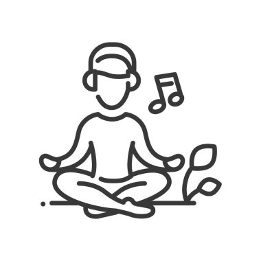Meditasyon - vektör çizgisi tasarımı tek izole simge
