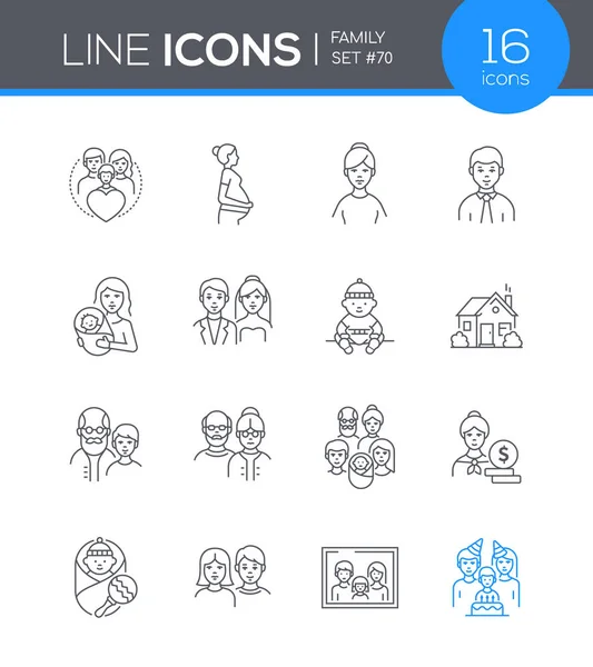 Familia - conjunto de iconos de diseño de línea moderna — Vector de stock