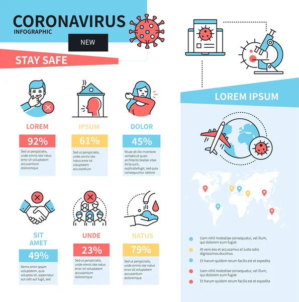 Coronavirus - diseño de línea vectorial estilo bandera moderna — Archivo Imágenes Vectoriales