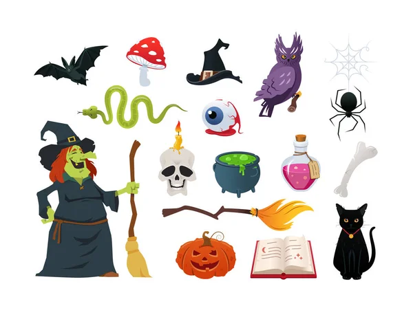 Feliz Halloween - objetos de estilo de design vetorial colorido — Vetor de Stock