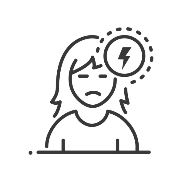 Stressed out woman - vector line design single isolated icon — Stock Vector