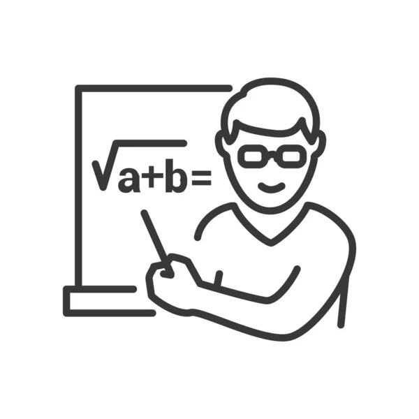 Maestra de matemáticas - diseño de línea único icono aislado — Vector de stock