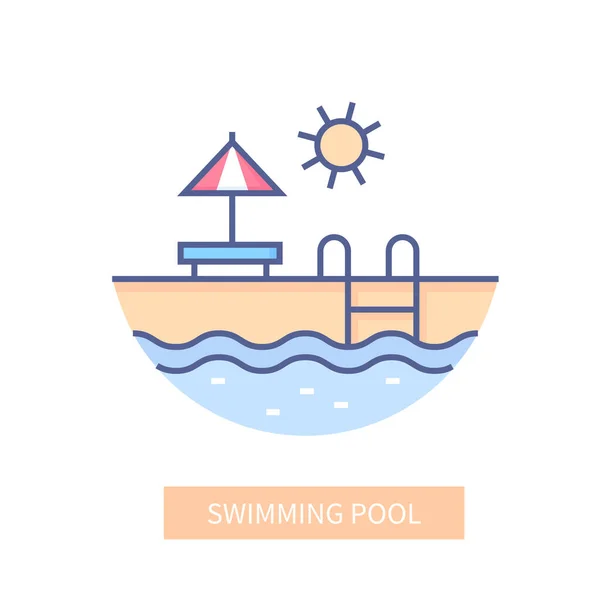 Piscina - diseño de línea moderna icono de estilo — Vector de stock