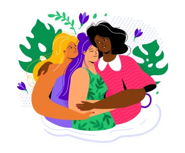 Kadın arkadaşlığı - renkli düz tasarım çizimi