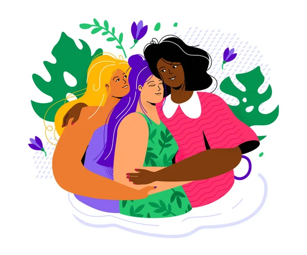 Przyjaźń kobiet - kolorowe płaski design styl ilustracja — Wektor stockowy