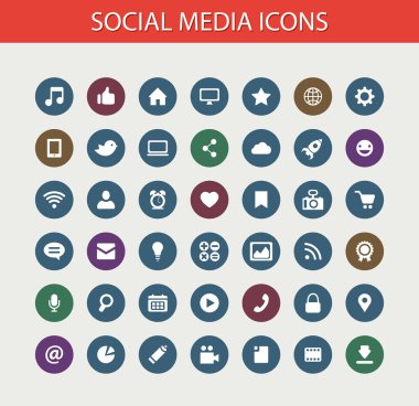 modern düz tasarım Sosyal Medya simgeler kümesi