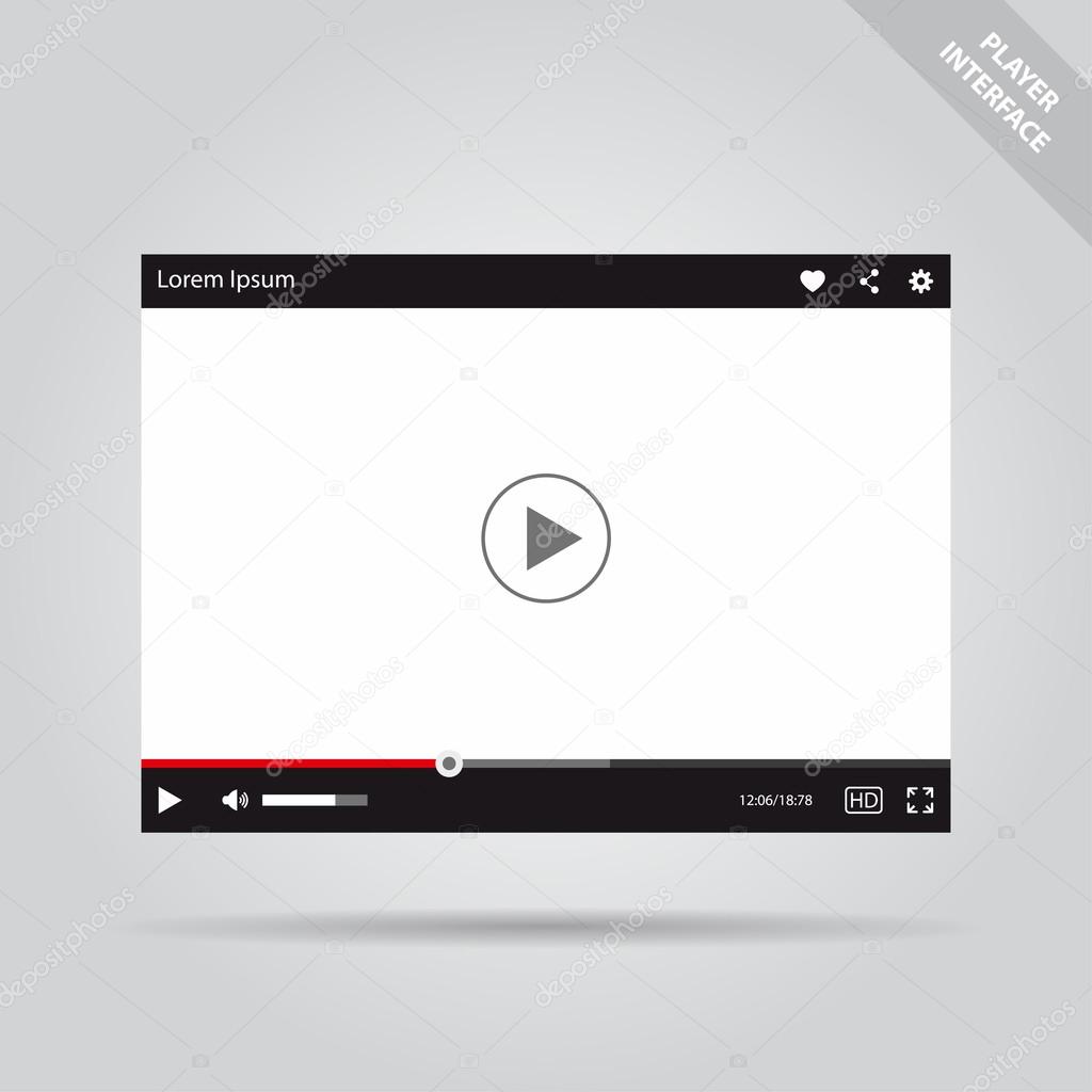 Modern flat video player interface