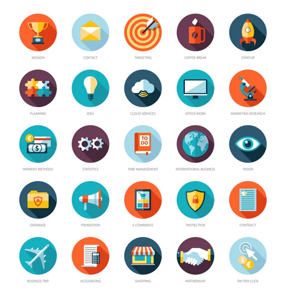 Conjunto de ícones modernos de infográficos de negócios de design plano — Vetor de Stock