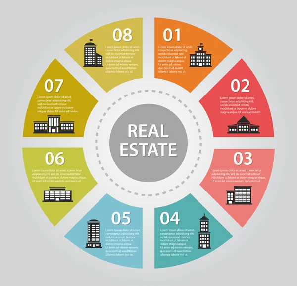 Illustration av platt design infographics sammansättning med riktiga e — Stock vektor