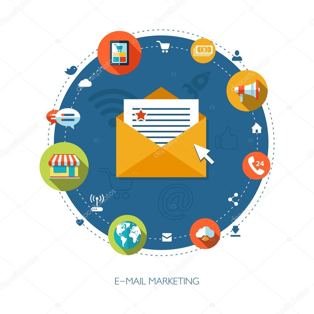 Illustration of flat design business marketing composition