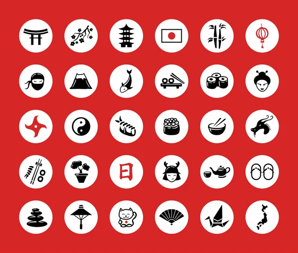Set of flat design Japanese icons — Stock Vector